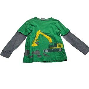 Hanna Andersson Long Sleeve Gray Waffle Thermal Henley Green Construction 8